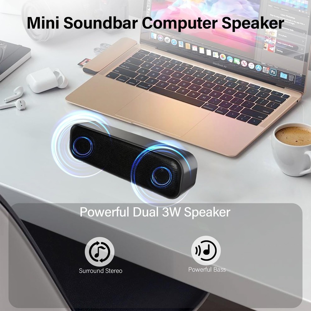 Updated Computer Speaker, USB Powered Speaker for Desktop,Windows PC,Mac. Por...
