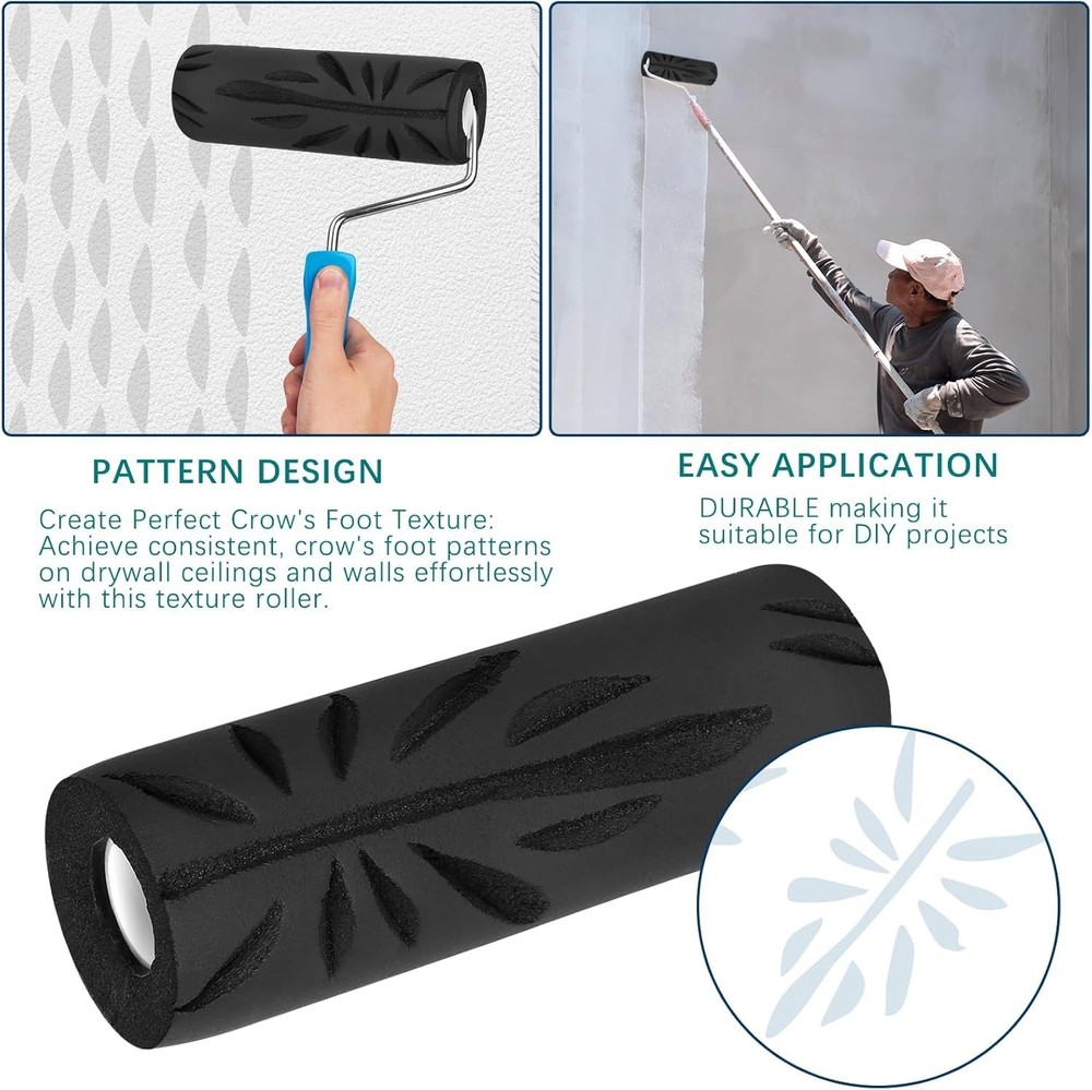 9 Inch Crow's Foot Pattern Texture Roller for Create Unique and Decorative Ce...