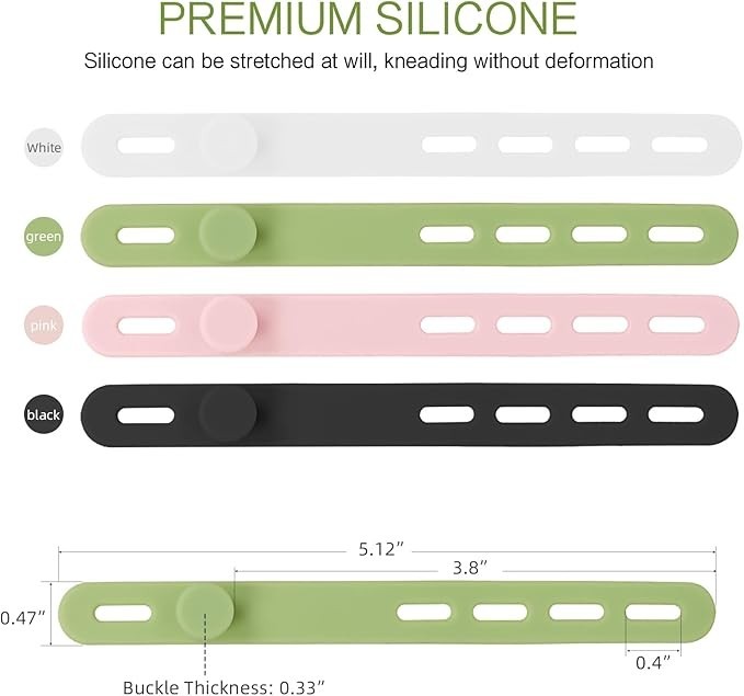 24 Pack Reusable Silicone Cable Ties Adjustable Cord Organizer
