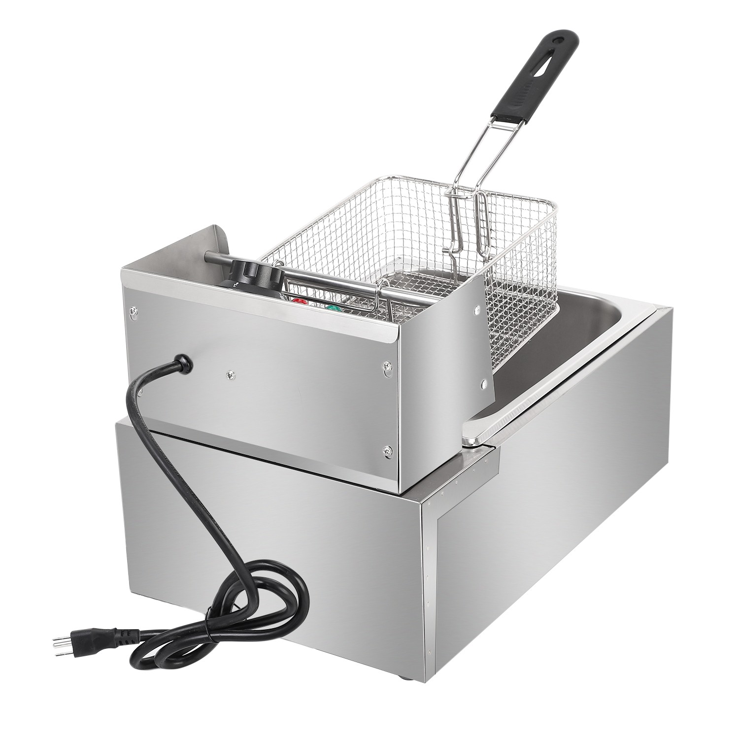 2500W 6L Commercial Electric Deep Fryer Restaurant Stainless Steel 10.5QT W/Lid