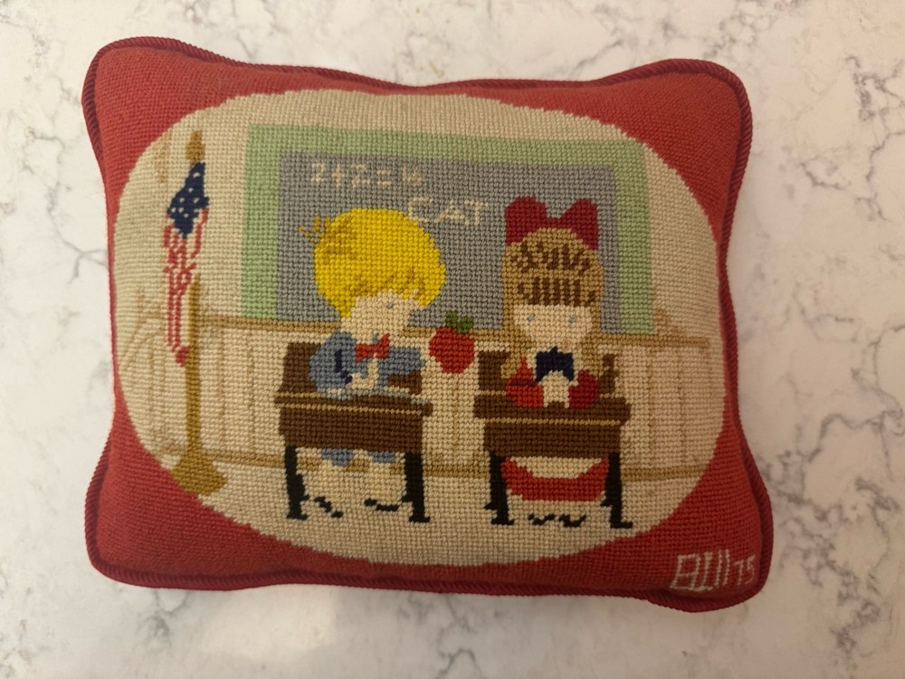 Joan Walsh Anglund Needlepoint Pillow 1975
