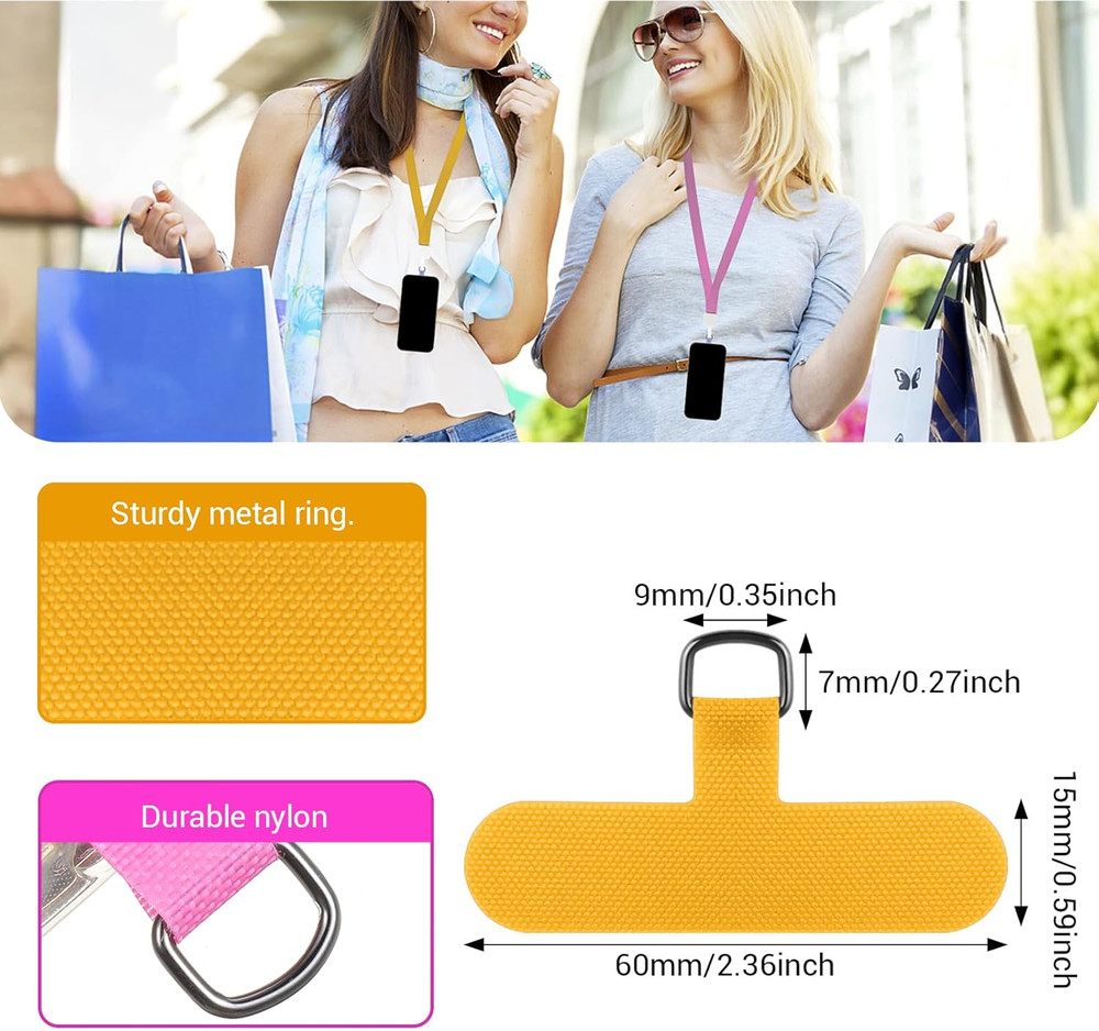 12 Pcs Phone Tether Tab, Safety Lanyard Patch Adjustable Strap, Adjustable and R