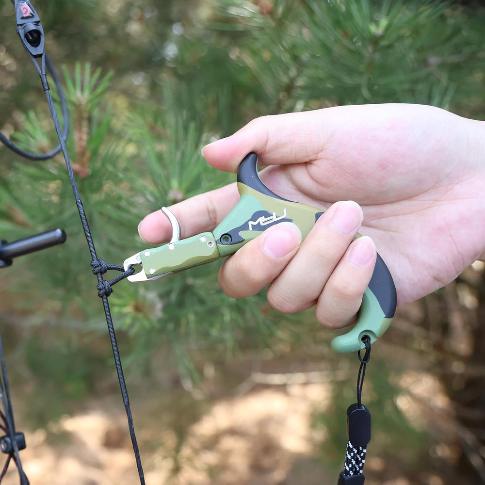 Compound Bow Release Aids Trigger 4 Finger Black/Camo Thumb Arrow Release for Ad