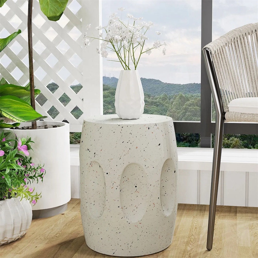Geometric Light-Weight Concrete End Table Round/Twist Side Table Retro End Stool