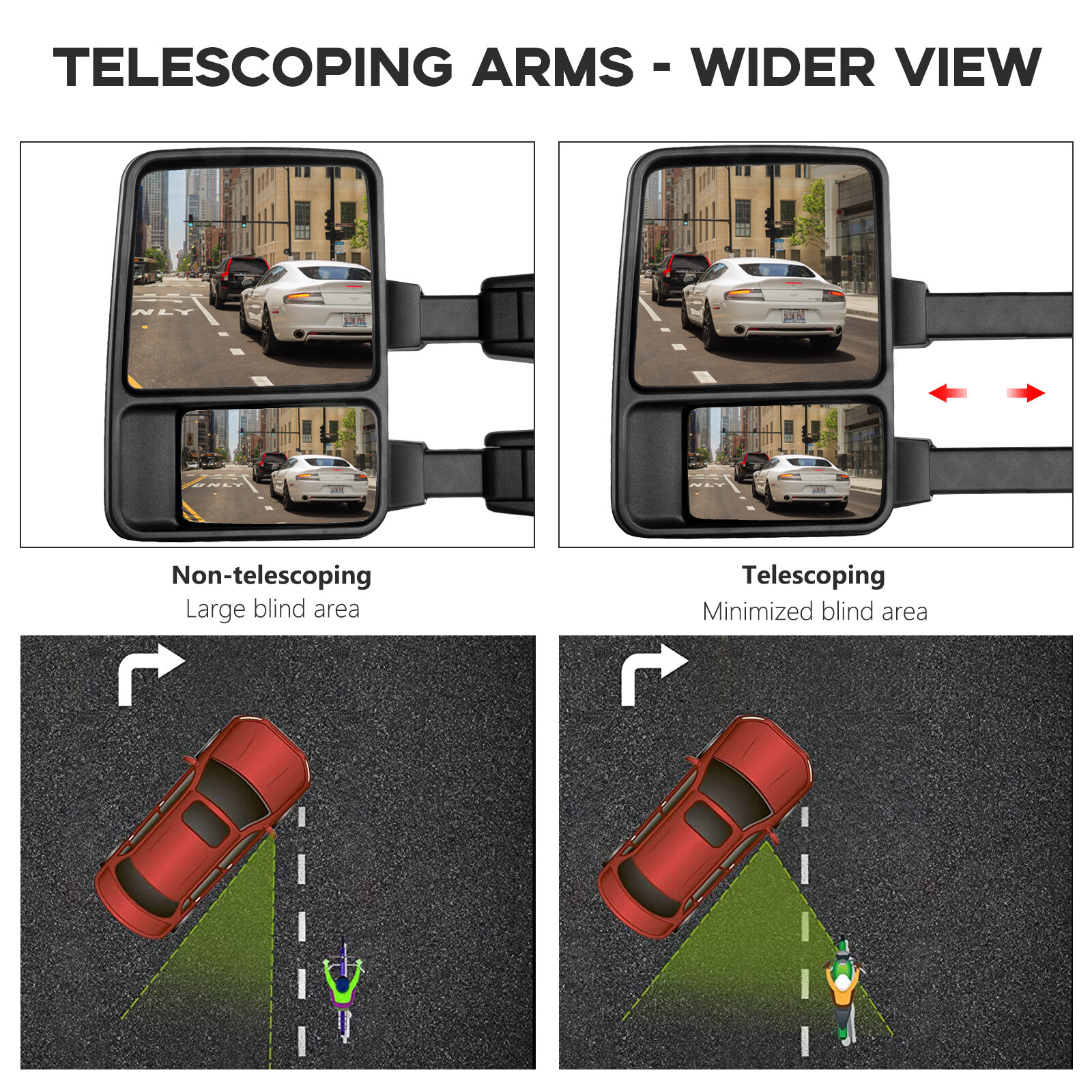 Tow Mirrors Power Heated SMOKE Turn Signal Light For 99-07 Ford F250 Super Duty