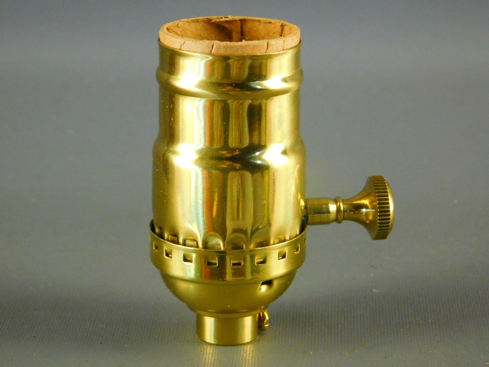 Sun Light Solid Polished Brass 3 Way Turn Knob Lamp Socket Part  UL Certified