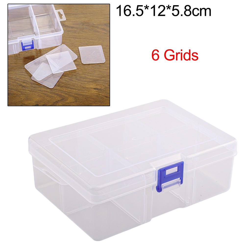Compact Plastic Storage Box with 6 Adjustable Grids for Screw Organizer