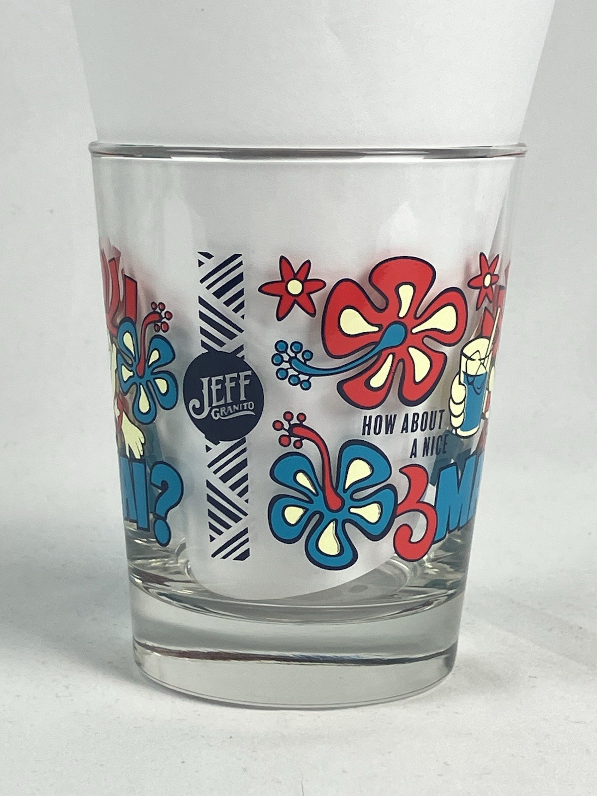How About a Mai Tai? Mai Tai Glass Jeff Granito Tikiland Trading 14 Oz Blue New