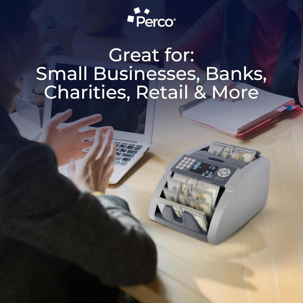 Perco Bill Counter and Counterfeit Detector Machine with UV/MG1/MG2/IR Detection