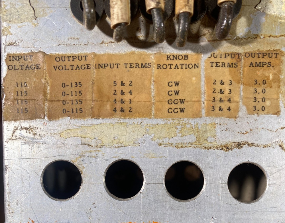 3A Powerstat Variable Autotransformer - Superior Electric Company