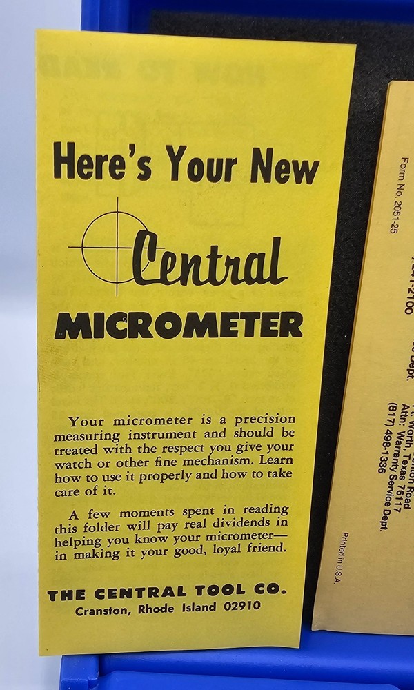 🛠️ Central Tools Multi-Anvil Outside Micrometer Set 0–4" with Standards & Case