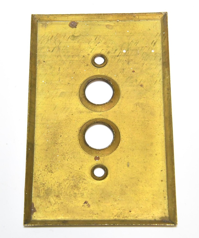 VINTAGE PUSH BUTTON BRASS COVER SWITCH PLATE 14