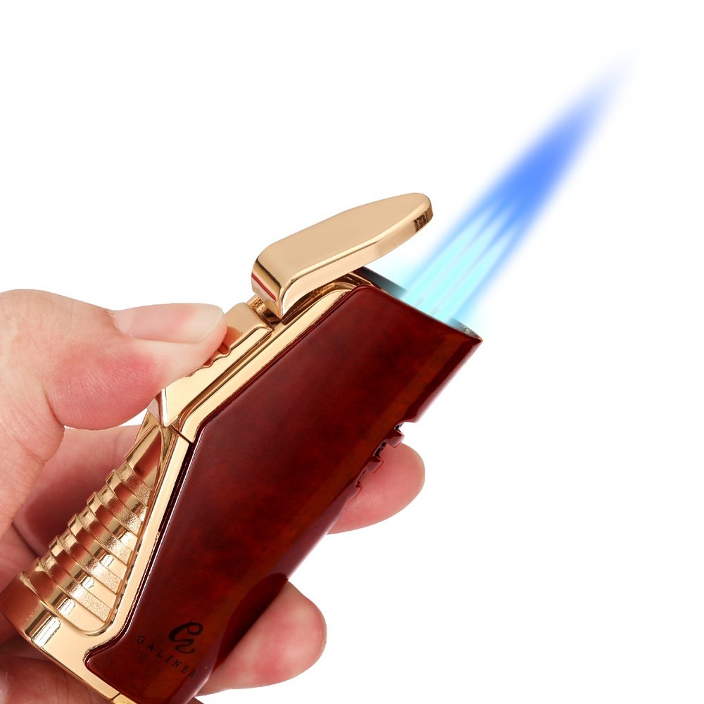Galiner 3 Jet Torch Flame Cigar Lighter With Punch Adjustable Windproof Gift Box