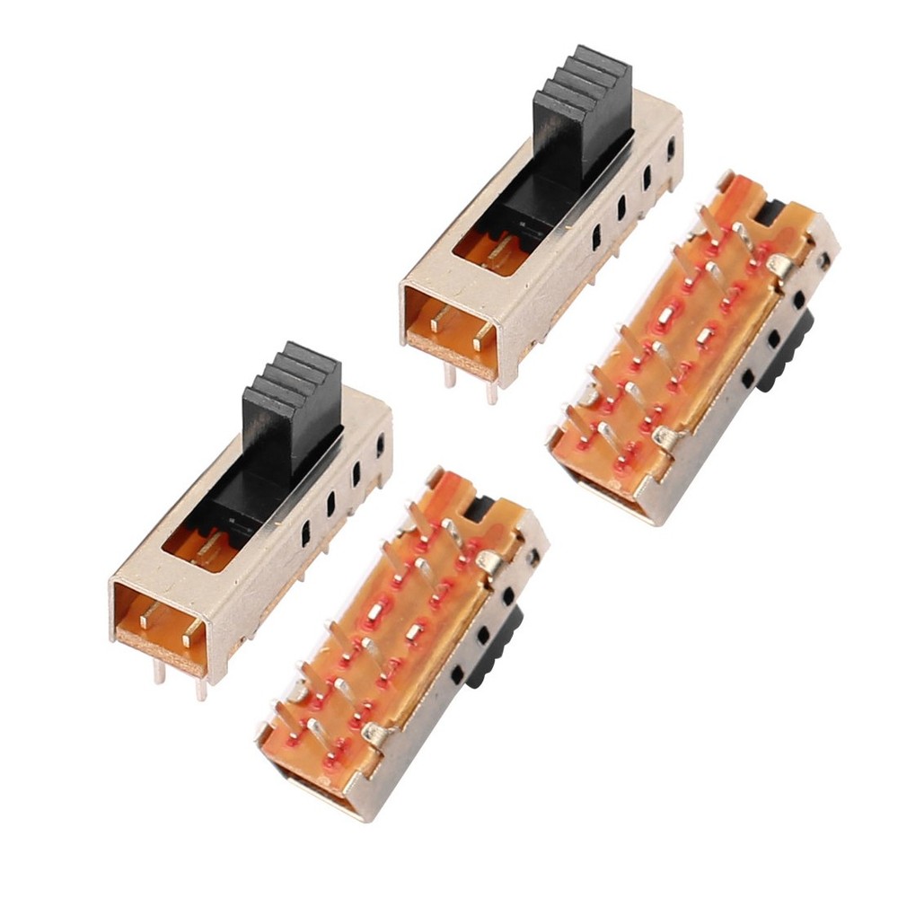 5 Pcs 4 Positions 10P 2P4T Panel Mount Micro Slide Switch Latching Power Switch