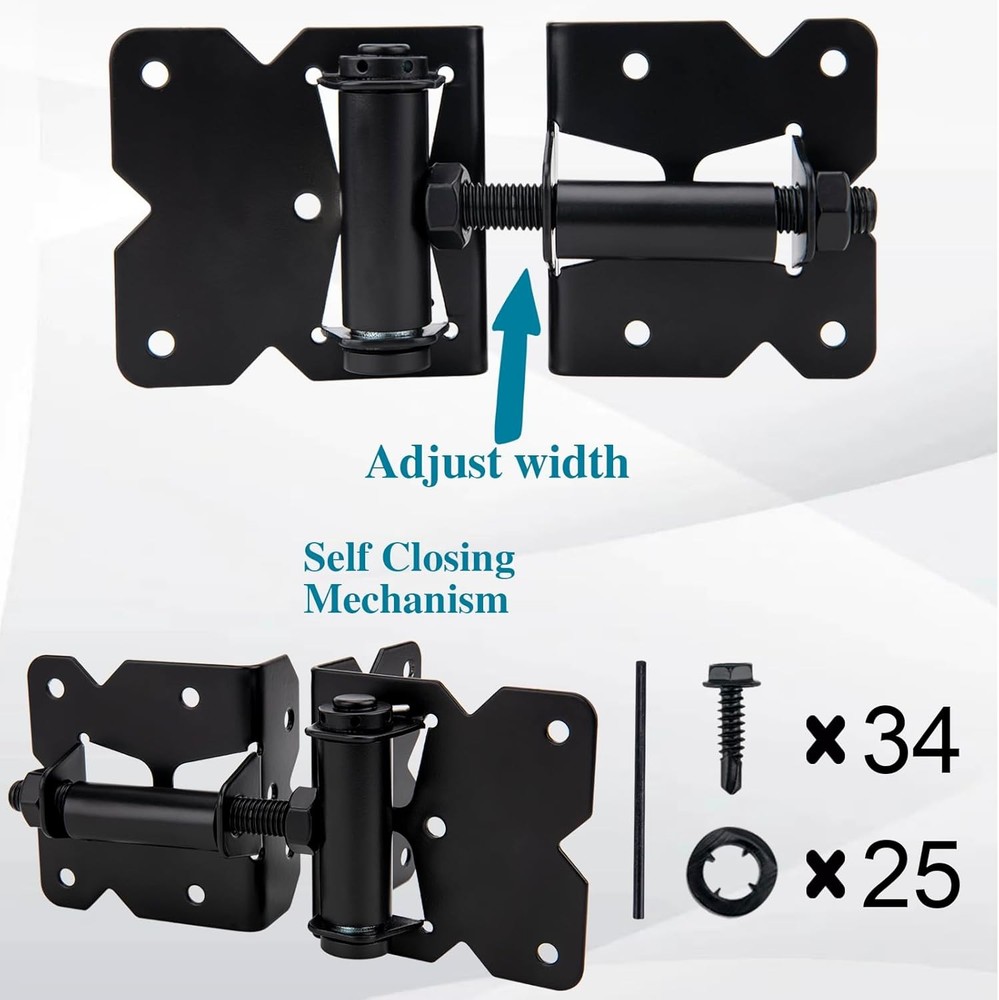 Self Locking Gate Latch and Hinges Set Heavy Duty Hardware for...