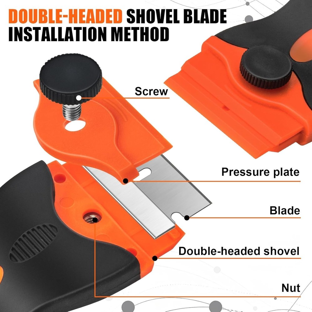 6 Pack Razor Blade Scraper Tool, for Cleaning With Extra 40Pcs Blade Scraper