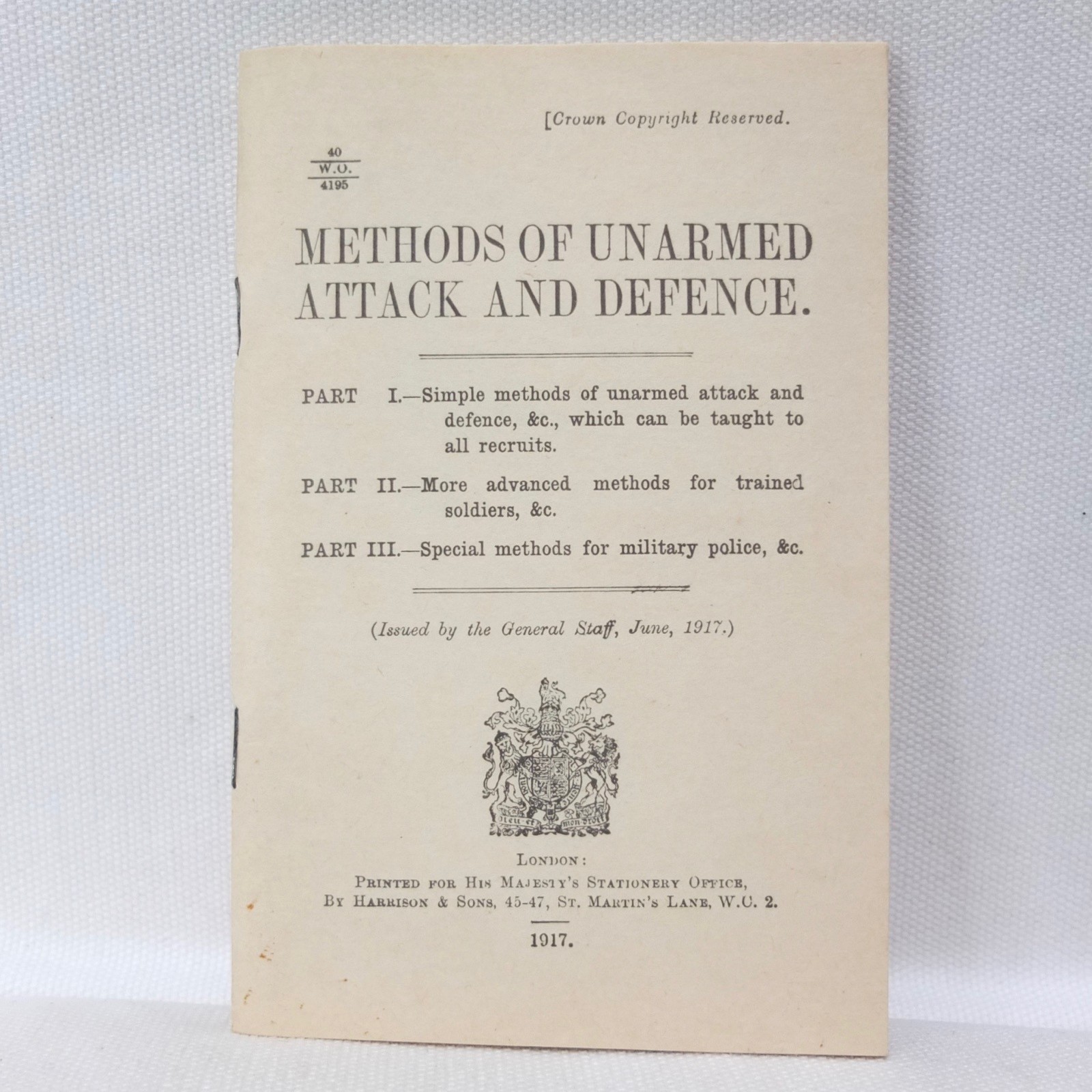 WW1 1917 UNARMED COMBAT Manual ATTACK AND DEFENCE British Army Training Handbook