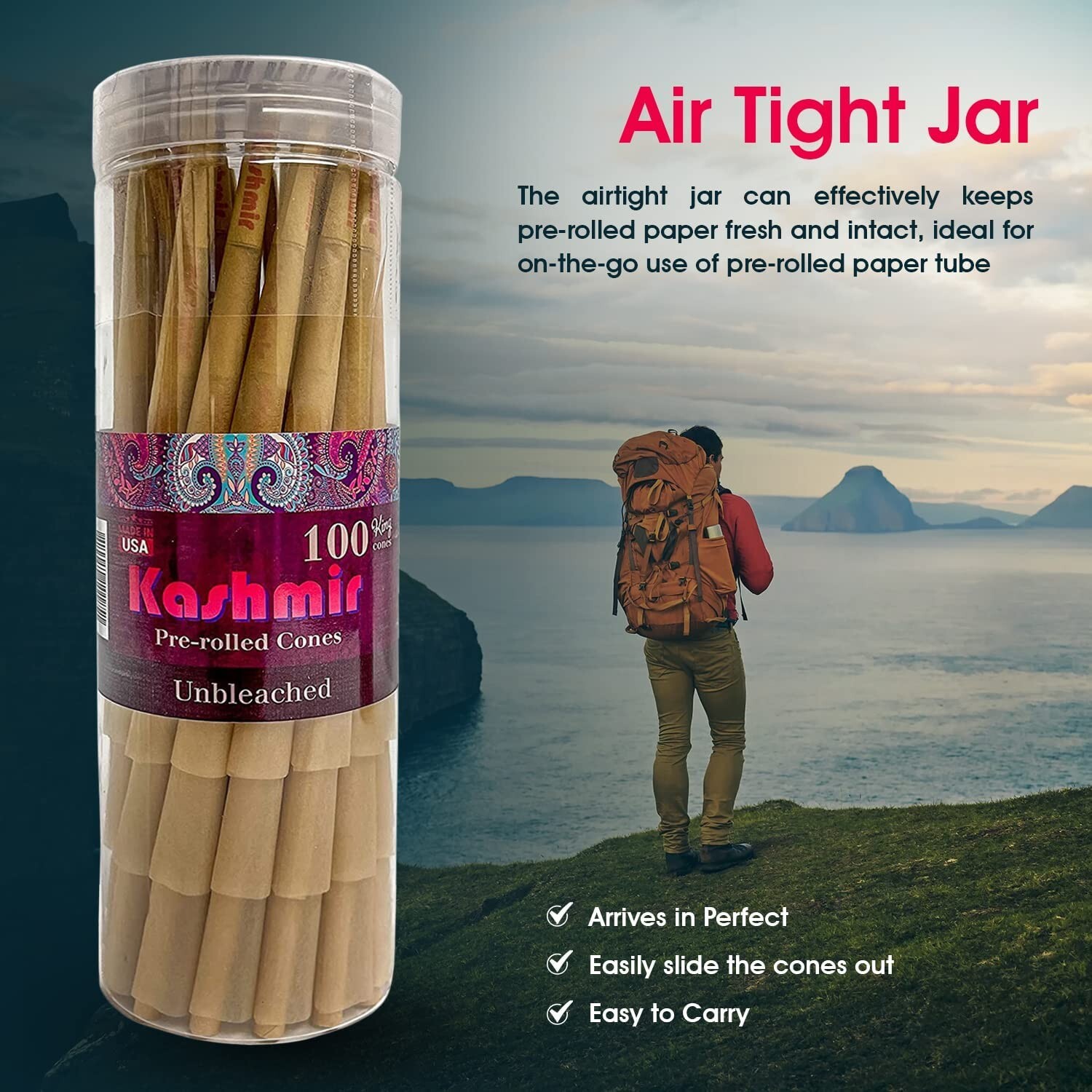 Pre Rolled Cones 200 Count 1 1/4 Size Organic Rolling Paper Cones by Kashmir