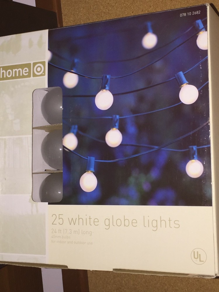 Target White Globe 25 Bulb String Lights Set Indoor & Outdoor