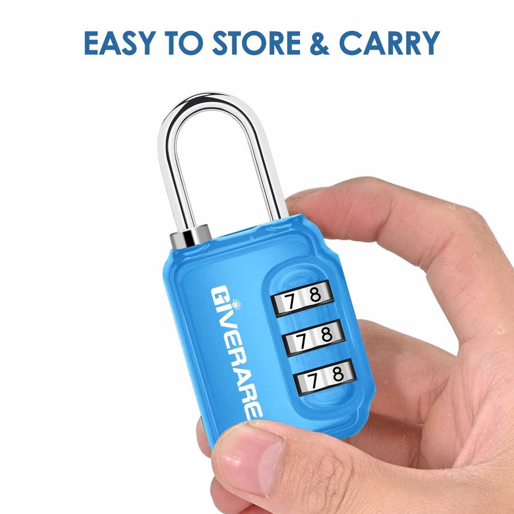 2 Pack Combination Lock, 3-Digit Padlock Keyless, Resettable Luggage Locks for B