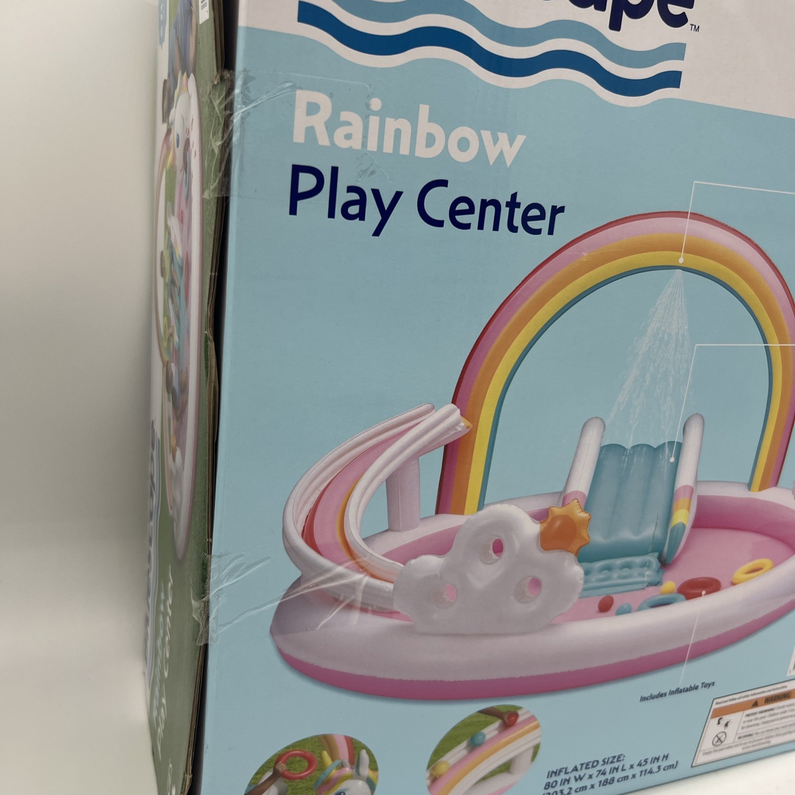 New Bluescape Rainbow Unicorn Play Center Fun Slide Pool 6ft 8in Age 2+ FreeS&H