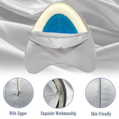 Satin Pillowcase for Contour Memory Foam Side Sleeper Support Pillow, Gray