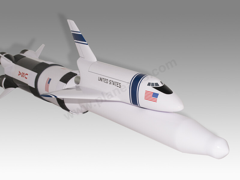 Saturn V NASA Moon Rocket with Shuttle Orbiter Solid Wood Handmade Desktop Model