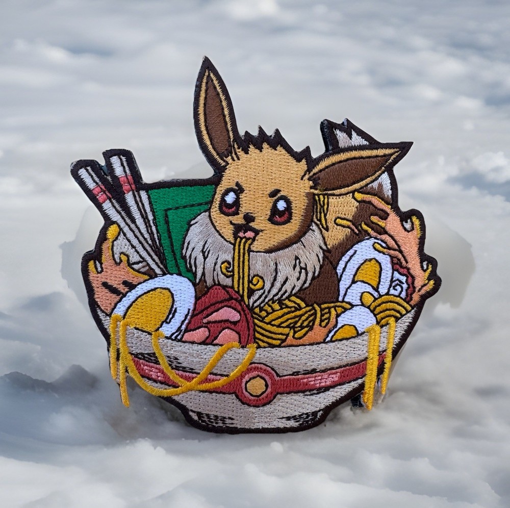Eevee Pokémon Ramen Bowl Embroidered Hook/Loop Morale Patch