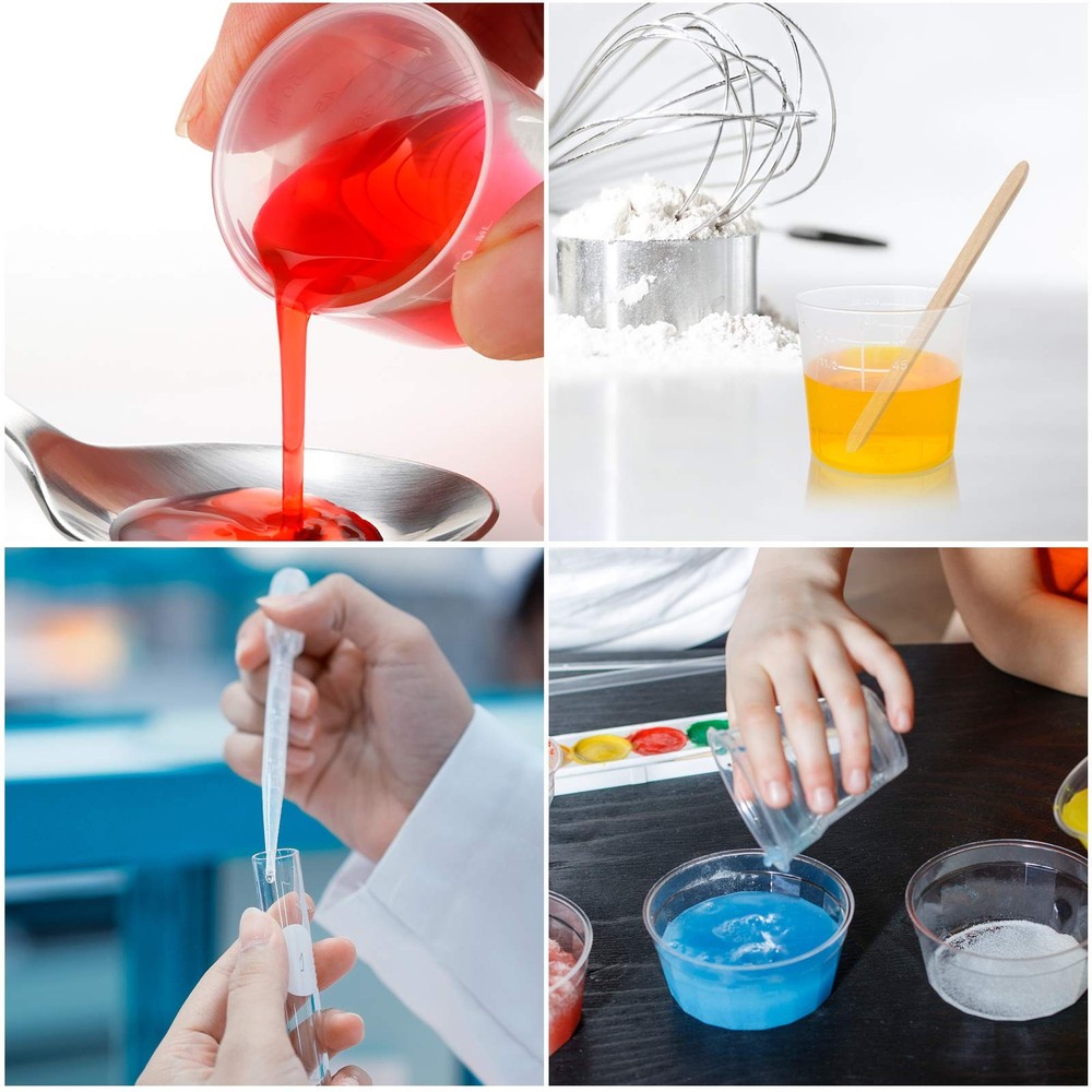 Coopay Plastic Graduated Cups Tools - 100 Pack 30ml/1oz Transparent Scale Mea...