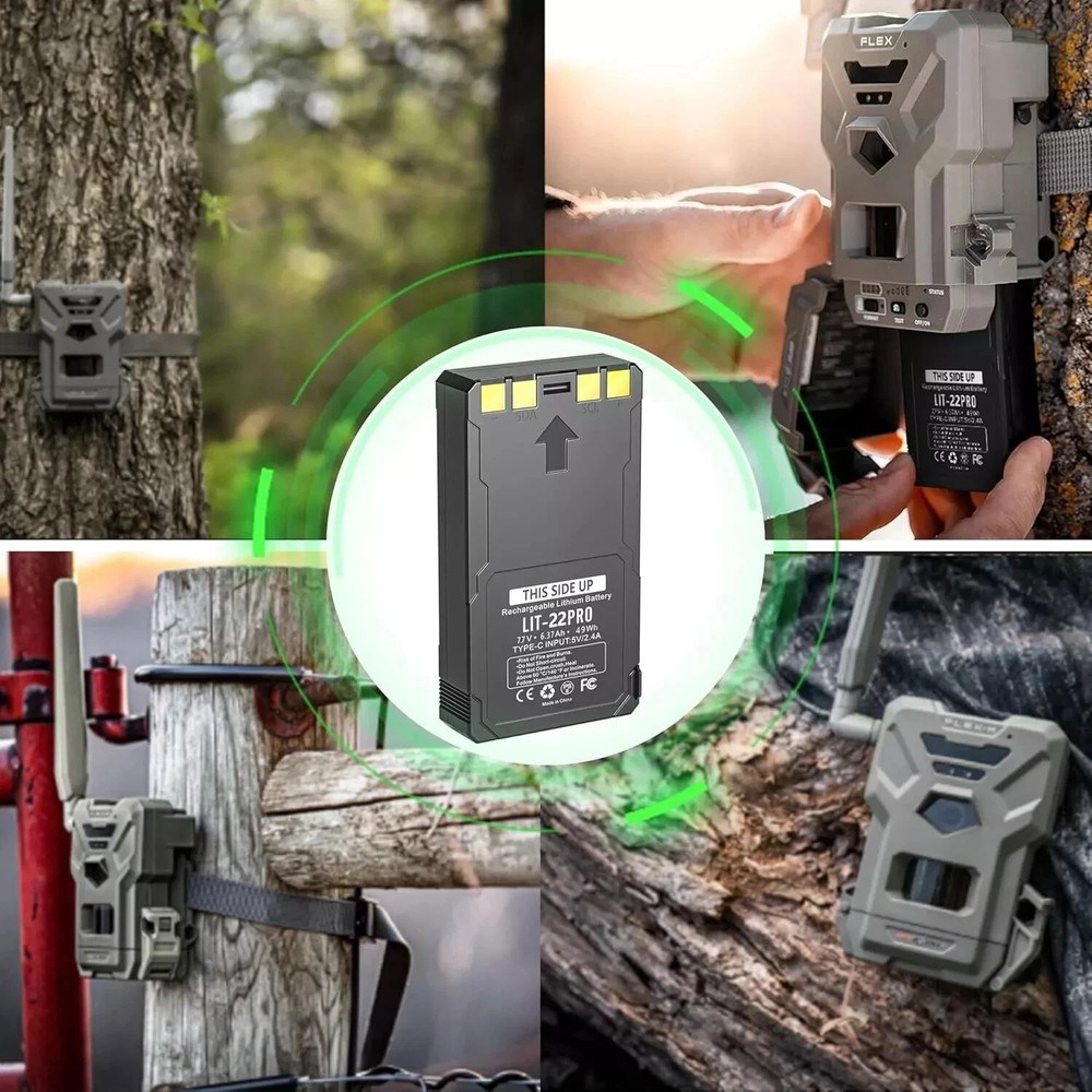 4PACK Rechargeable LIT-22 Battery Replacement For Trail Camera Flex-M Flex G-36