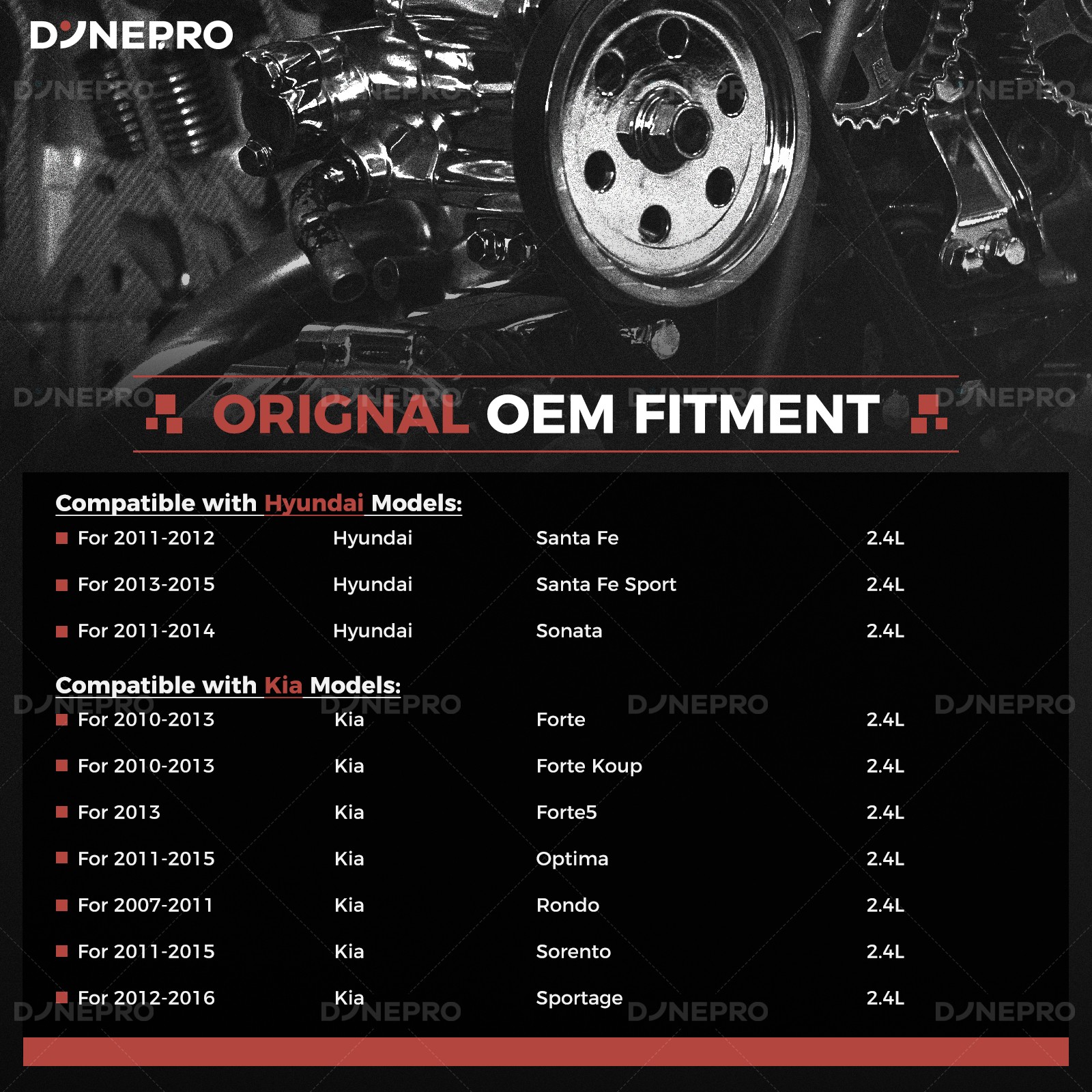 For Hyundai Kia 2.4L G4KJ Engine Rebuild Overhaul Kit Crankshaft Rods Timing VVT