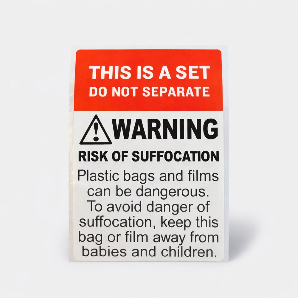 THIS IS A SET DO NOT SEPARATE & SUFFOCATION WARNING Combo - 500 labels per roll