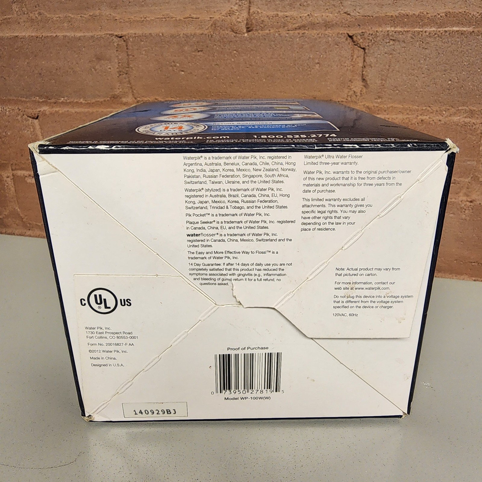 Waterpik Water Flosser Ultra White Model: WP-100W (W)