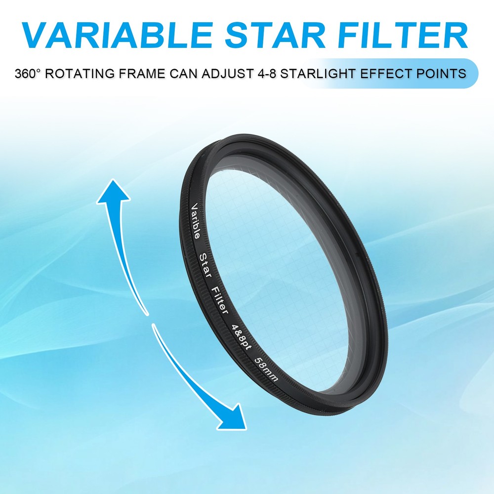 58mm Variable Star Filter 4-8 Points for Night Scenery Glassworks,1Pcs