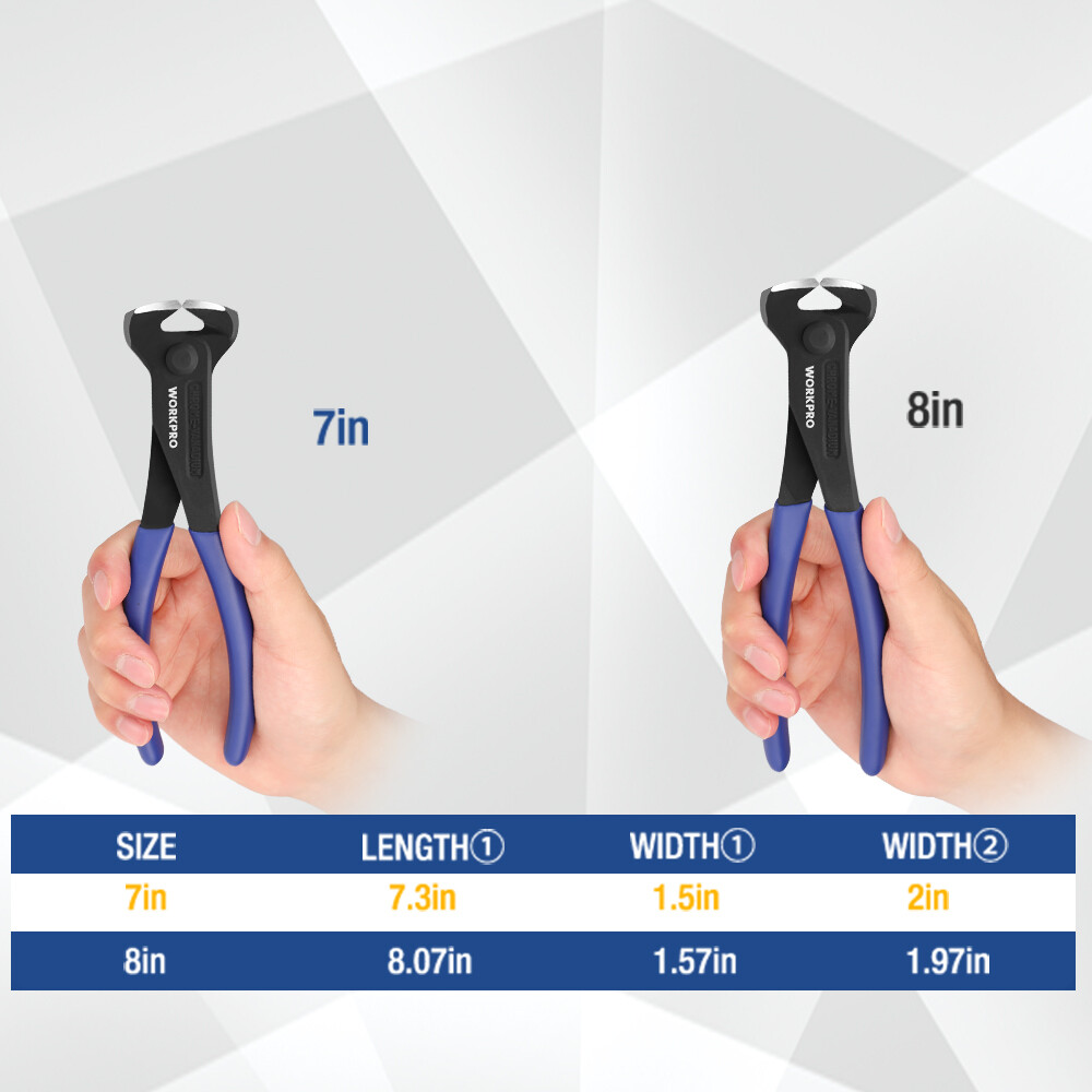 WORKPRO Nail Puller 7-Inch End Cutting Pliers High Leverage End Cutting Nipper