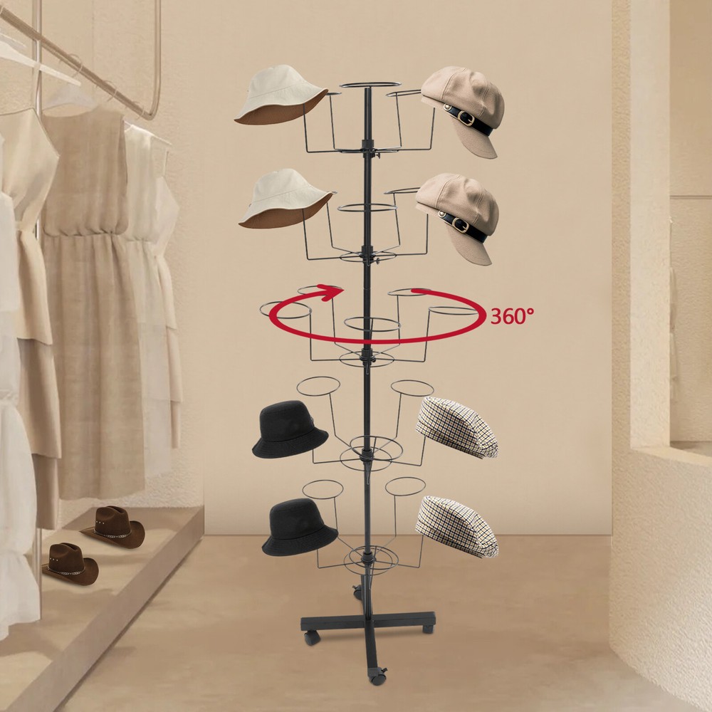 Freestanding Hat Display Stand with 25 Hooks – Durable Iron Storage Solution