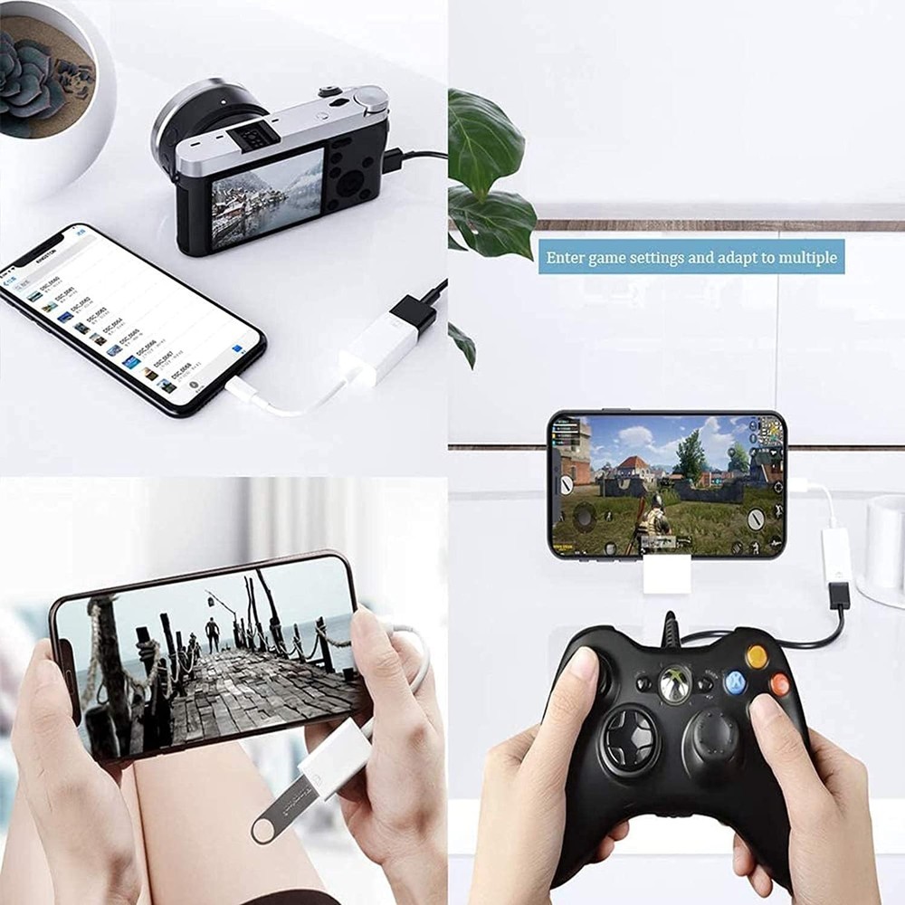 Lightning to USB OTG Adapter for iPhone iPad Camera Card Reader MIDI Hub