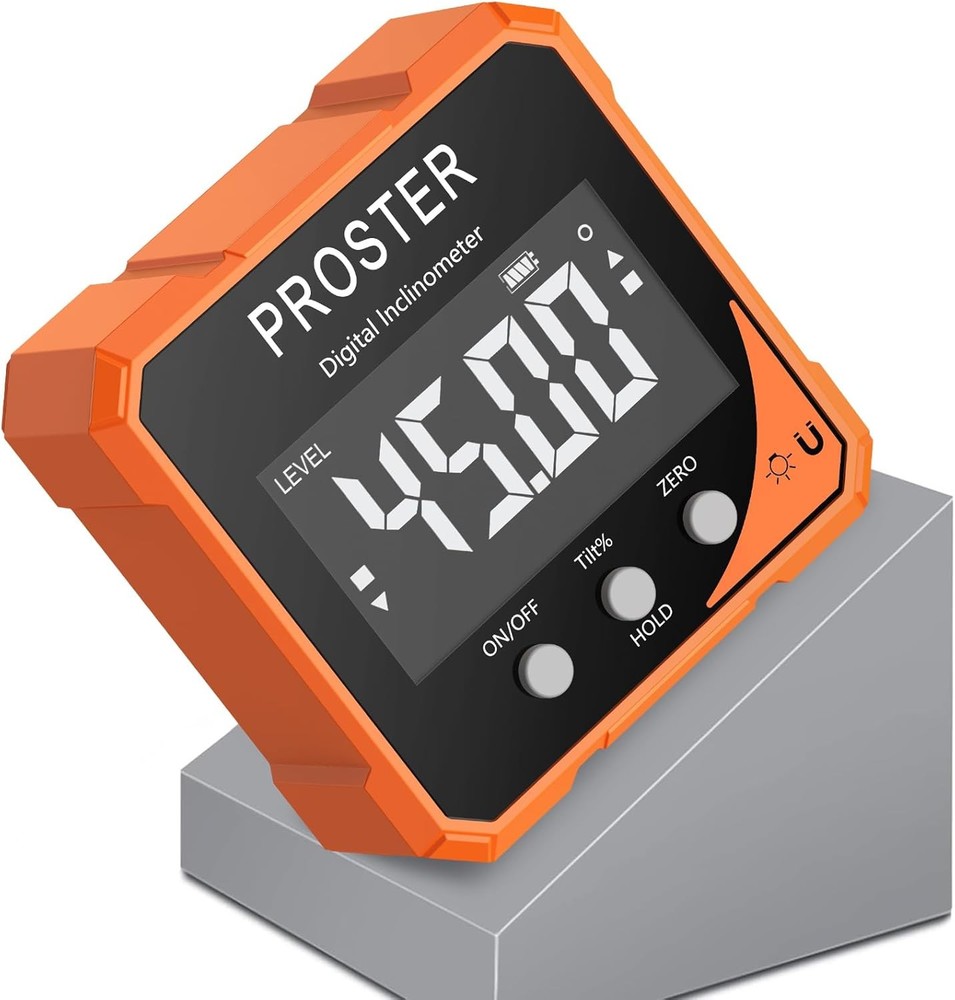Proster Digital Angle Finder - Protractor Gauge with Orange With Laser