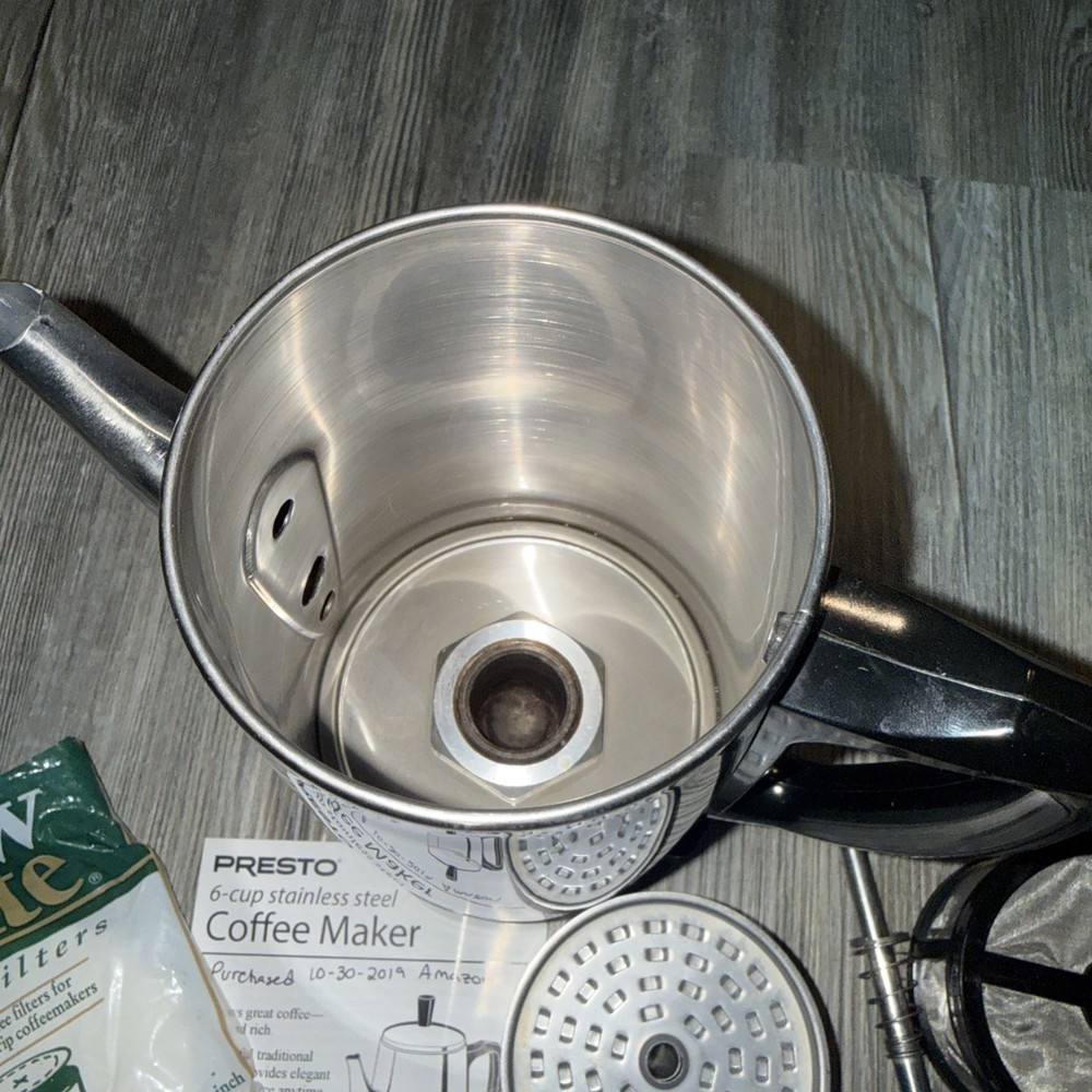 Presto # 028220 6-Cup Automatic Chrome Coffee Percolator ~ Working Excellent