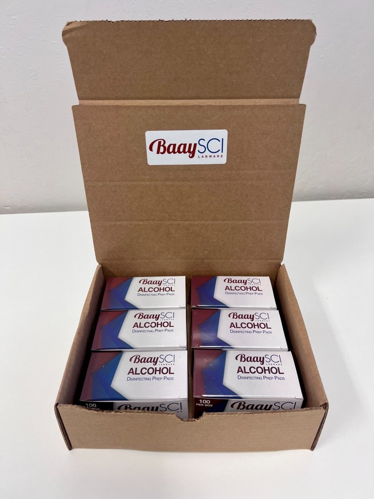 BaaySCI Labware Alcohol Prep Pads 100 CT x 6 pack