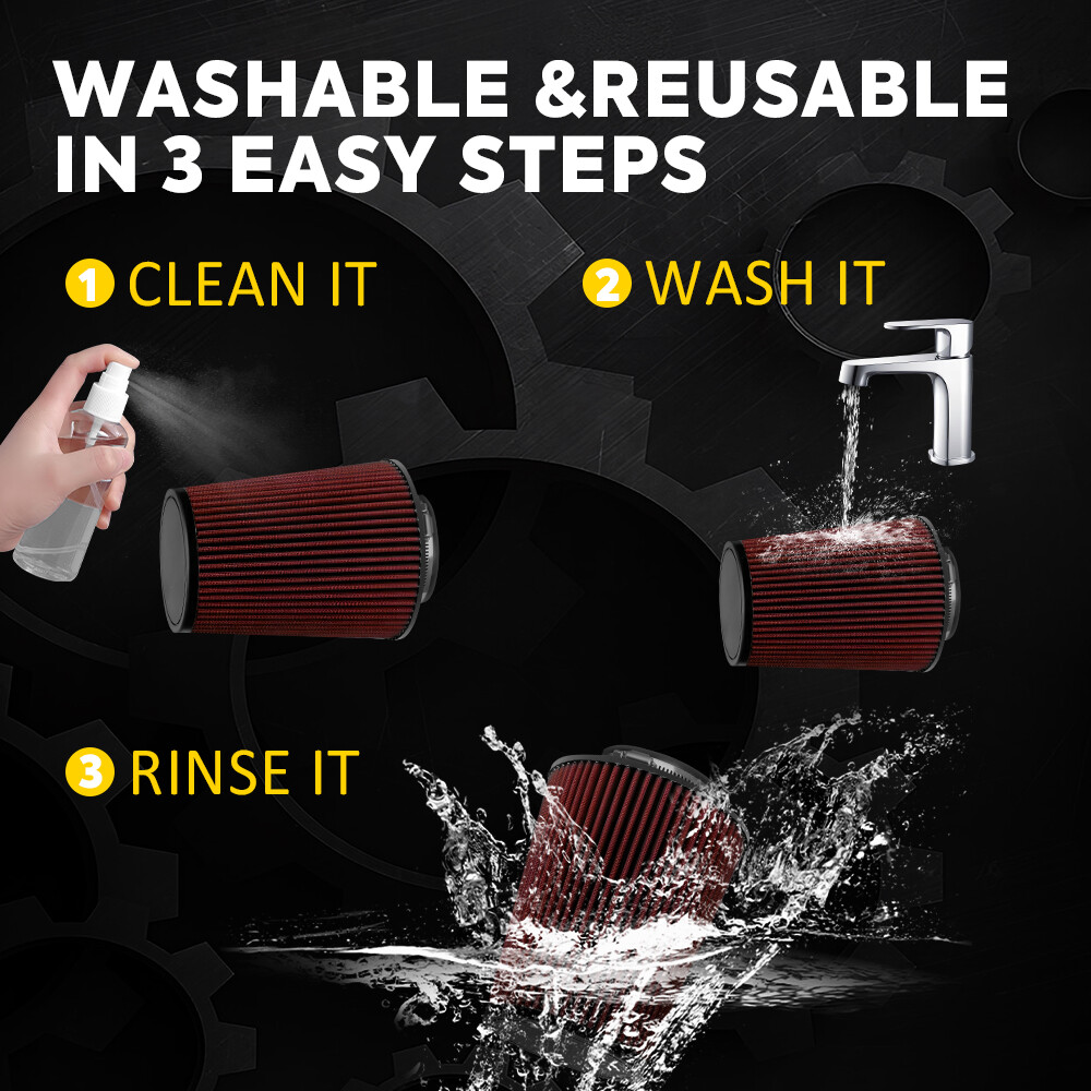 4'' 102mm Long High Flow Inlet Cone Dry Filter Cold Air Intake Replacement