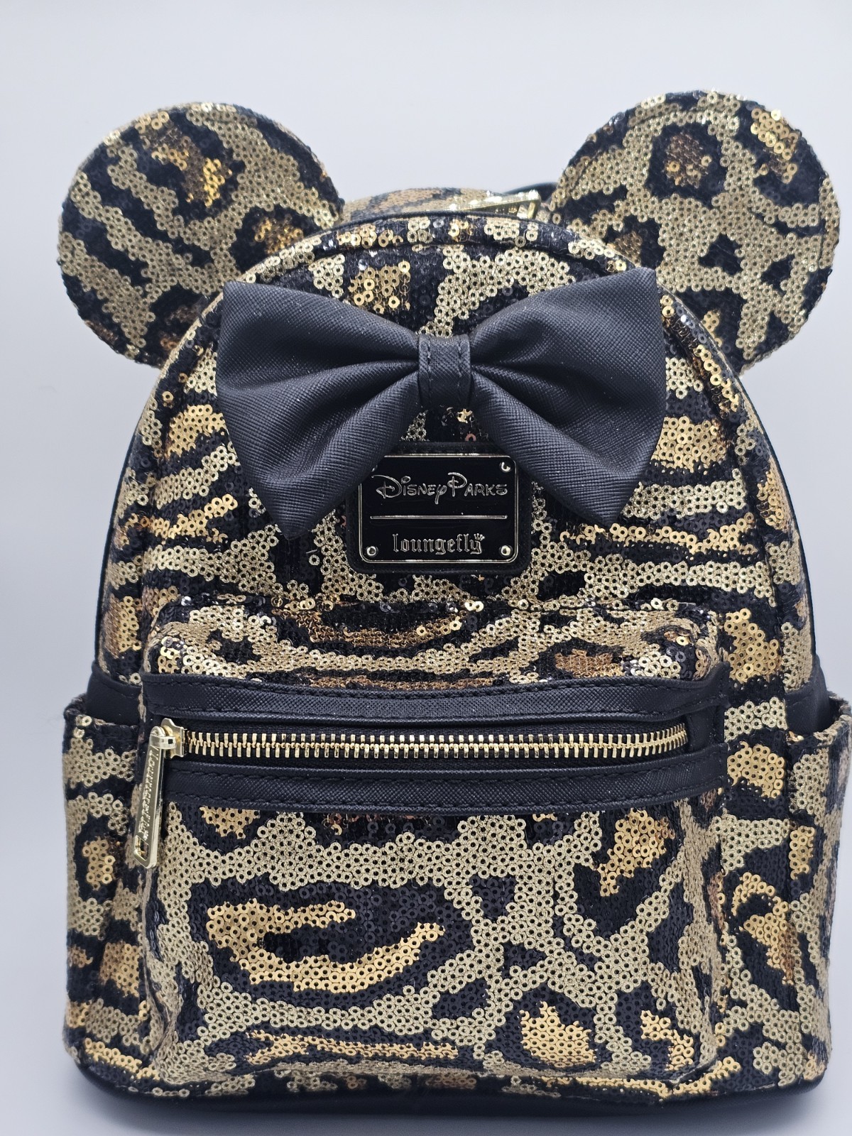 Disney Parks Loungefly Animal Print Leopard Sequin Mini Backpack New With Tag
