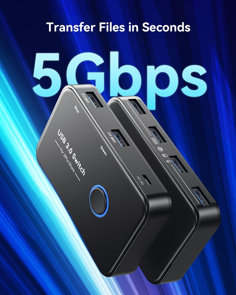 USB 3.0 Switch, KVM Switch Selector 2 Computers Sharing 4 Devices KVM Switche...