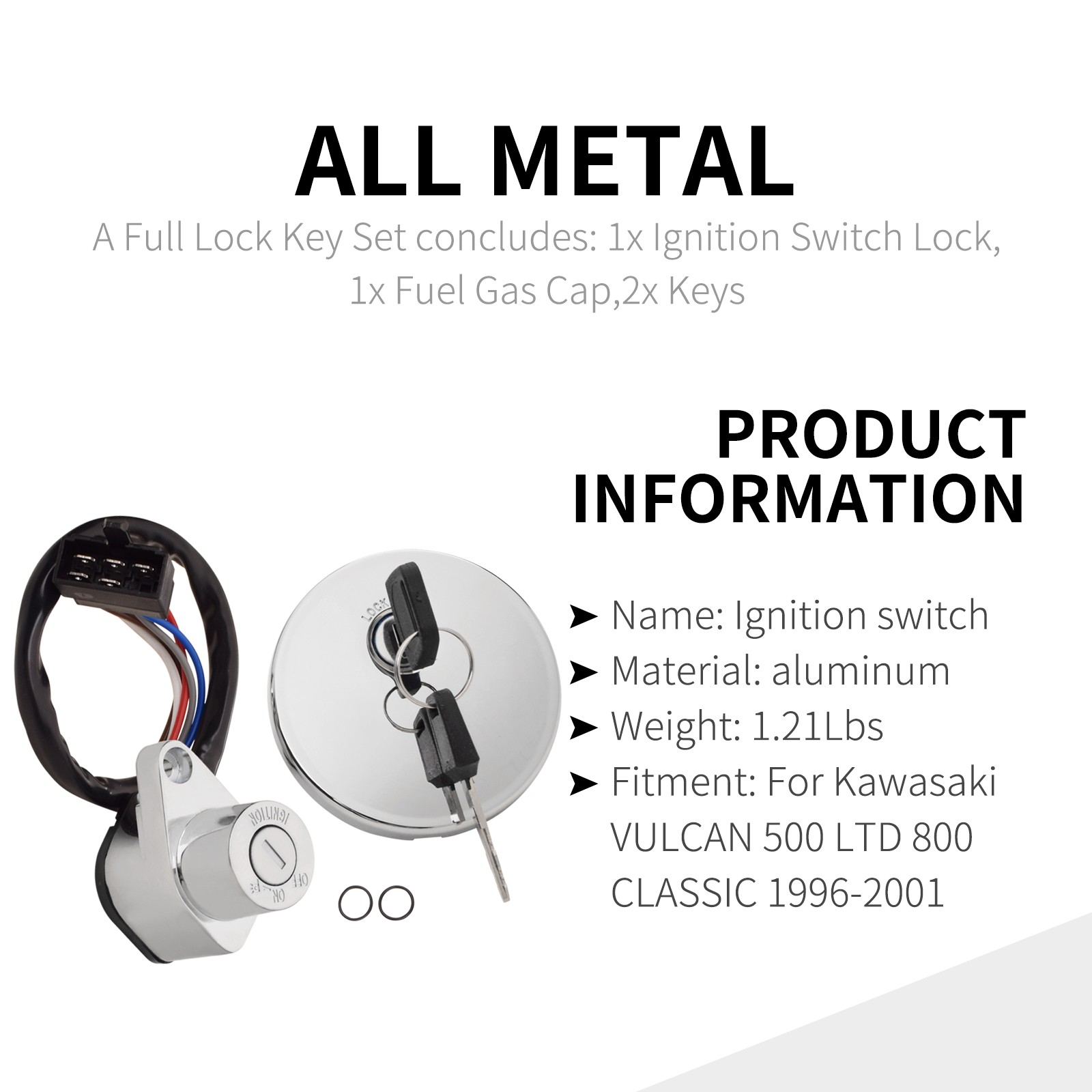 Ignition Switch Fuel Cap For Kawasaki Vulcan VN800 Classic Drifter 500 LTD 01 T1