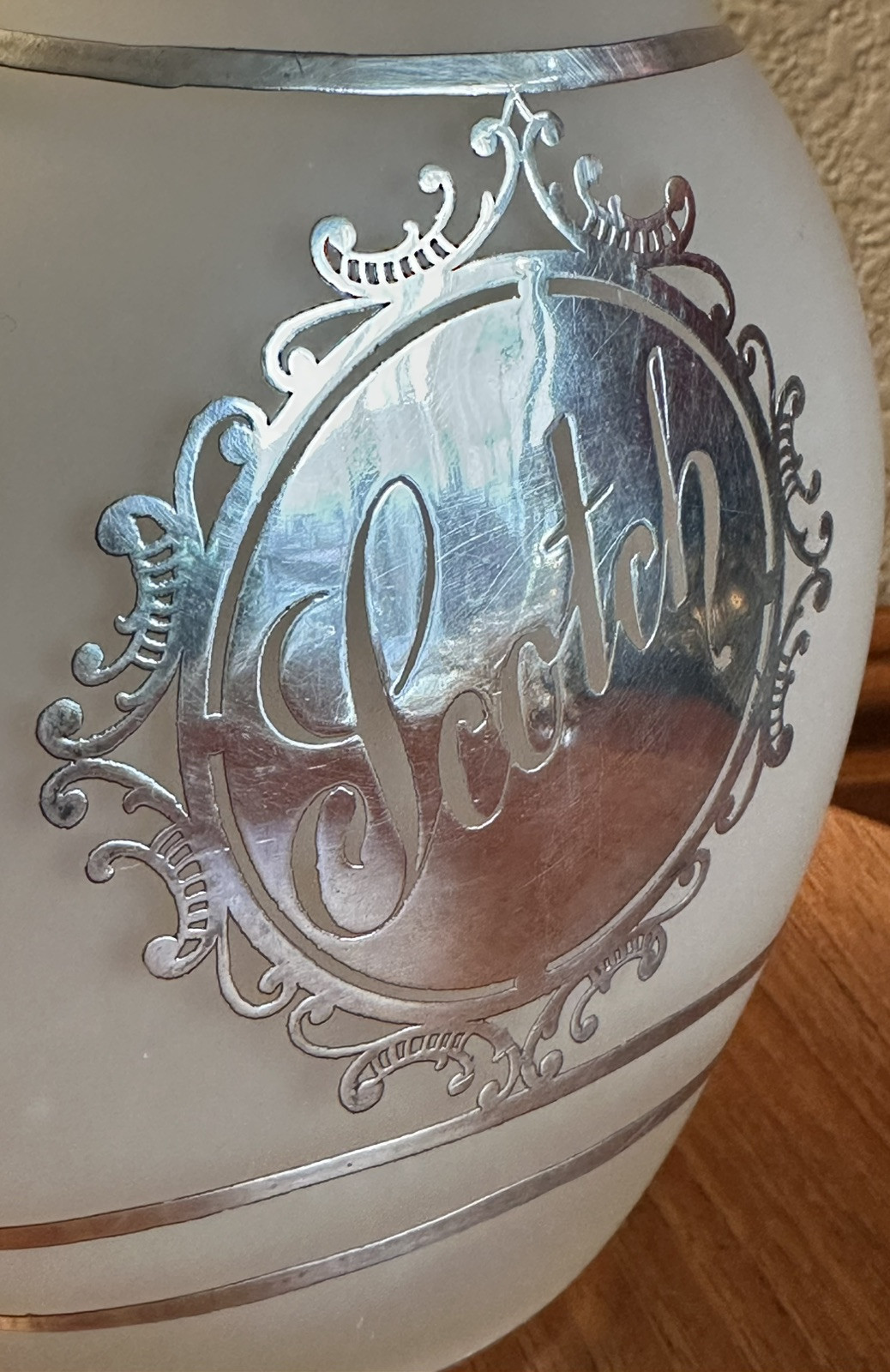 Art Deco Decanters Sterling Silver Overlay Gin Scotch Pair Pinch Bottle Barware