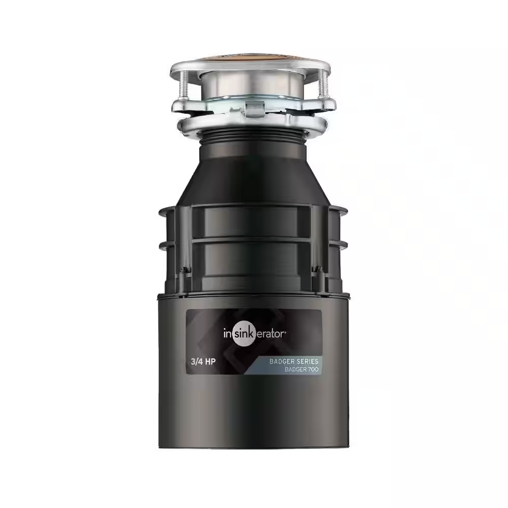 Badger 700, 3/4 HP Continuous Feed Kitchen Garbage Disposal with Power Cord Kit,
