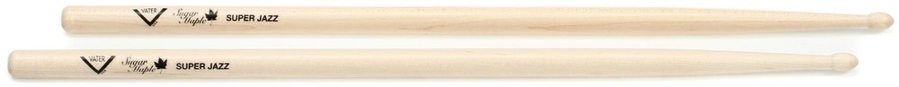 Vater Sugar Maple Drumsticks - Super Jazz - Wood Tip (2-pack) Bundle