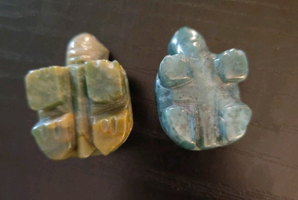 hand-carved stone turtle figurine