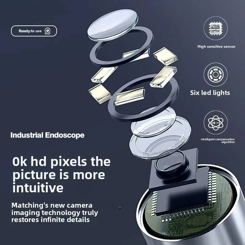 360° Rotation Endoscope Camera 1.5m HD Borescope IP67 for Car, iOS & Android