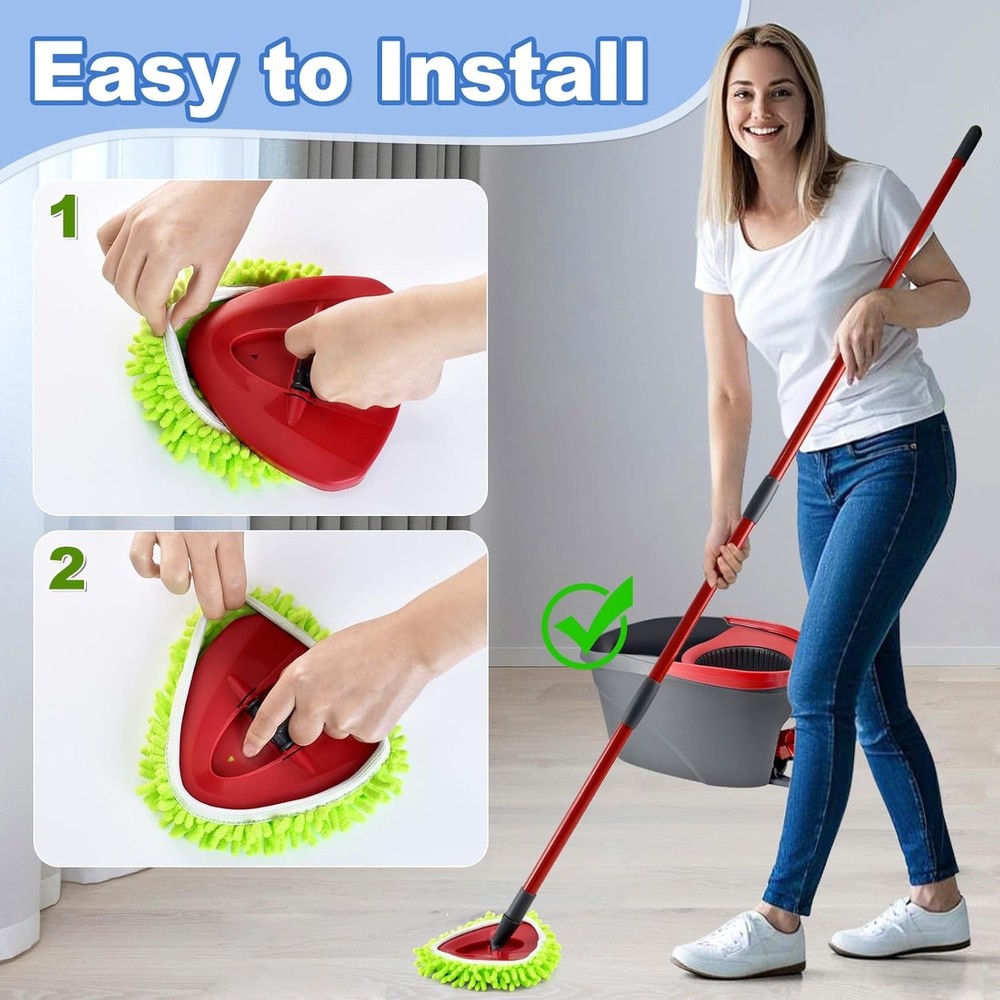 6 Pack Microfiber Chenille Mop Head Refill Compatible with EasyWring Spin Mop 1
